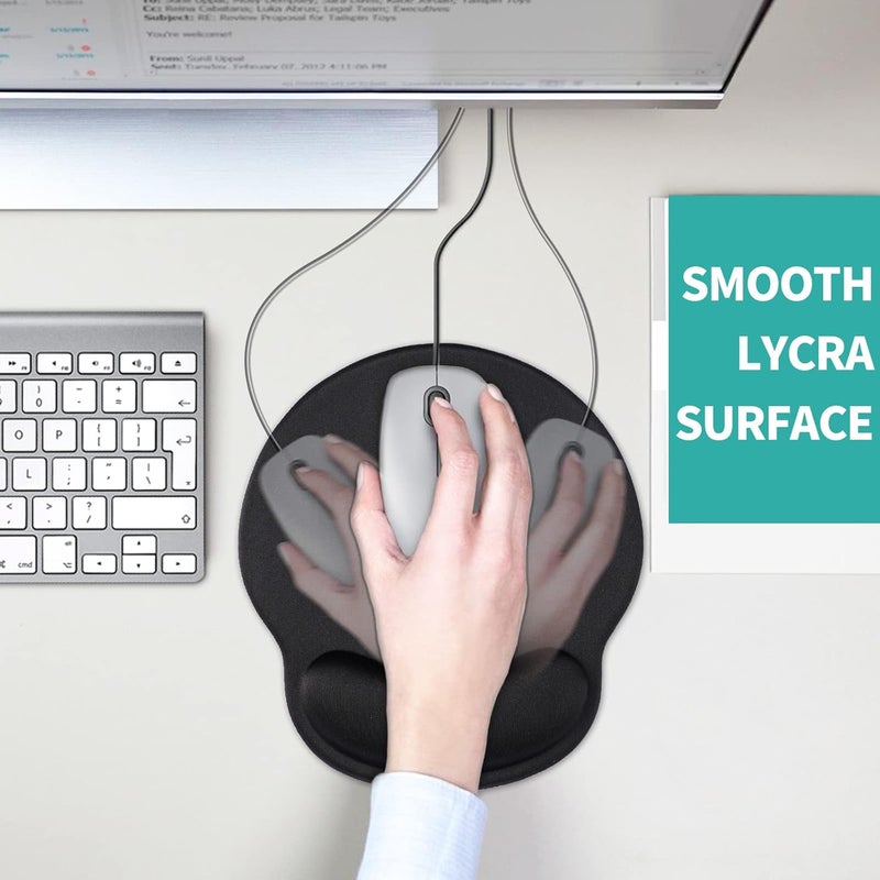 eulps Mouse Pad with Wrist Rest, Comfortable Computer Mousepad with Gel Wrist Support Smooth Surface and Non-Slip PU Base for Pain Relief, Laptop, Office & Home (Black) - Image 5